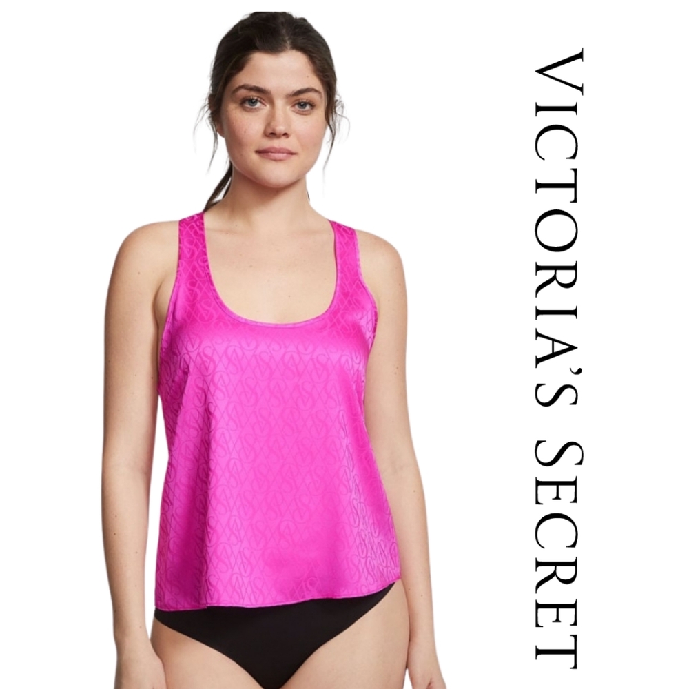 Victoria's Secret- Satin Racerback Pajama Top- Large - Pink